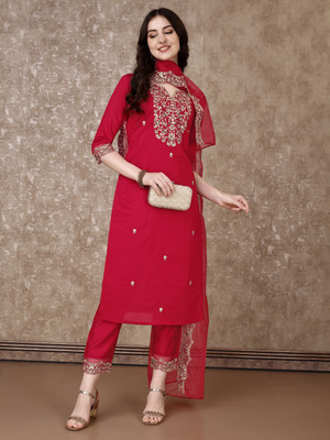 Tasrika Embroidered Kurta, Trouser/Pant & Dupatta Set