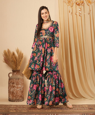 Globus Women Kurti Palazzo Dupatta Set