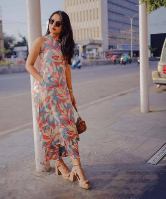 StyleBrity Women A-line Multicolor Below Knee Dress
