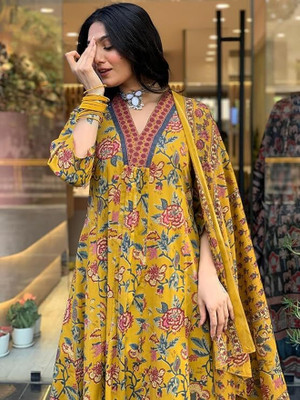 MAASMA FASHION Floral Print Kurta, Palazzo & Dupatta Set