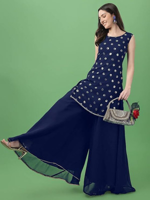 parrot creation Women Ethnic Top Sharara Dupatta Set