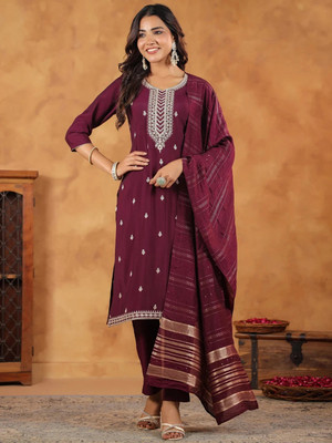 Janasya Women Kurta Pant Dupatta Set