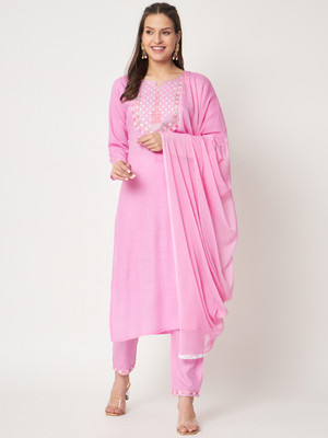 Tela Bonita Embroidered Kurta, Trouser/Pant & Dupatta Set