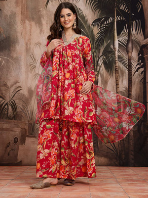 Sangria Women Kurta Sharara Set