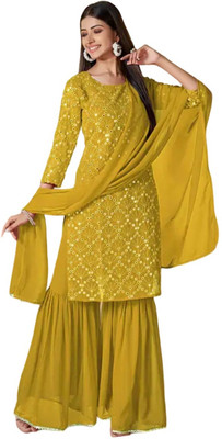 YAKHENTERPRISE Women Kurta Sharara Dupatta Set