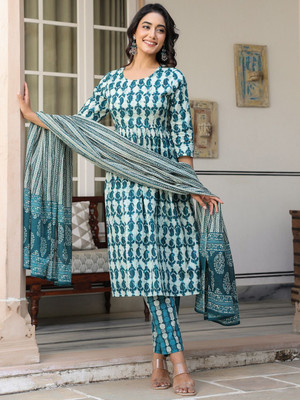 Janasya Women Kurta Pant Dupatta Set