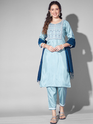 DERIFA Women Kurta Pant Dupatta Set