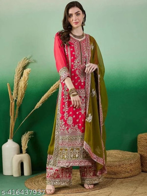 HouseOfCommon Women Kurta Palazzo Dupatta Set