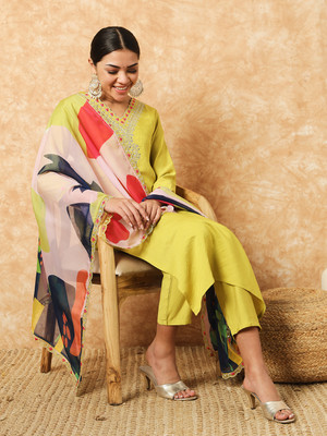 THE52 Women Kurta Pant Dupatta Set