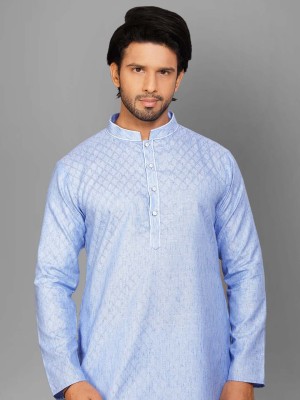 JUGG JUGG JEEYO Men Embroidered Straight Kurta(Blue)