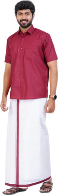 SUMAN TEX Men Shirt Dhoti Set