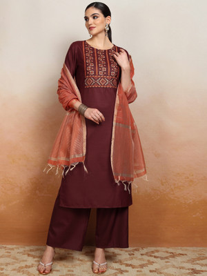 Vishudh Women Kurta Palazzo Attached Dupatta Set