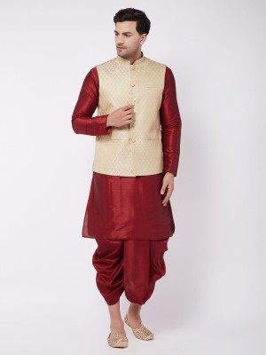 VASTRAMAY Men Kurta Dhoti Ethnic Jacket Set