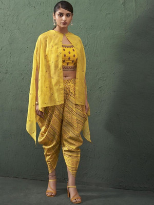 ANOUK Women Crop Top Dhoti Pant Ethnic Jacket Set