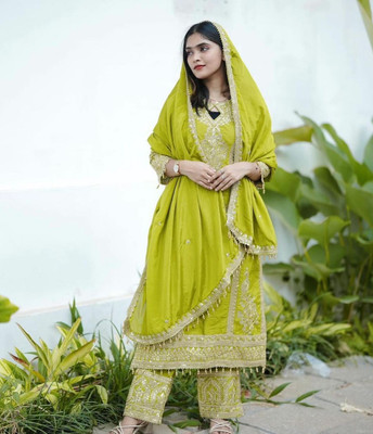 Anghanbrothers Women Kurta Pant Dupatta Set