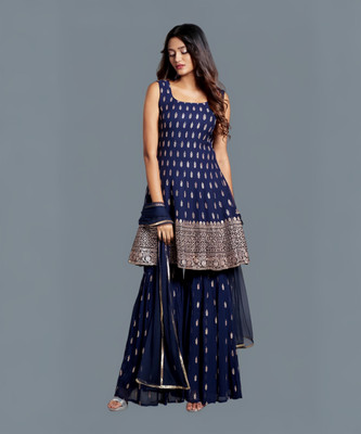 Xomantic FASHION Women Kurta Sharara Dupatta Set
