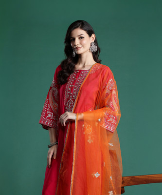 Indo Era Women Kurta Pant Dupatta Set