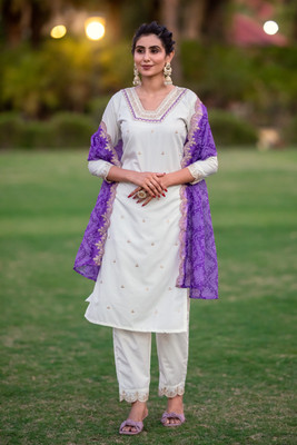 Zinsy Creation Embroidered Kurta, Trouser/Pant & Dupatta Set