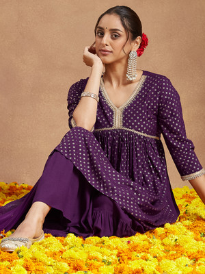 Janasya Women Kurti Sharara Dupatta Set