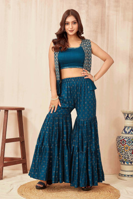 Odd by chansi Trendz Women Crop Top Sharara Set