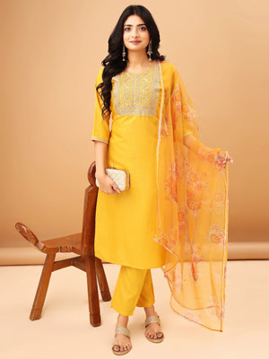 TRAHIMAM Women Kurti Pant Dupatta Set