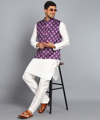 karnam Men Kurta Pyjama Ethnic Jacket Set