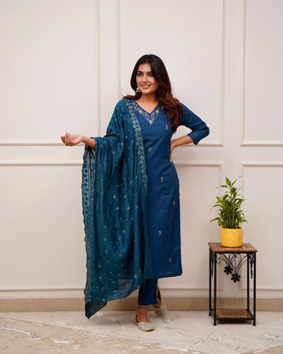shiv textiles Embroidered Kurta, Trouser/Pant & Dupatta Set