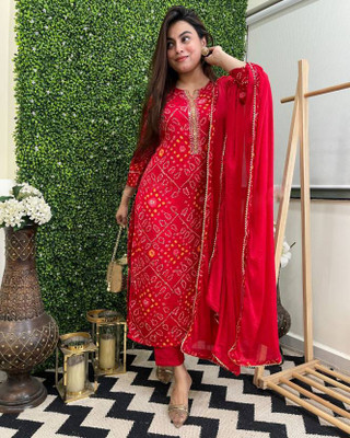 JAINICA Women Kurti Pant Attached Dupatta Set