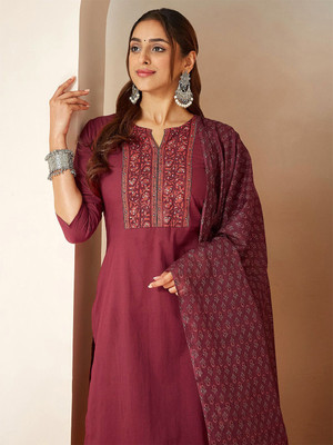 Janasya Women Kurti Pant Dupatta Set
