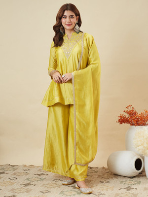 MOKOSH Women Kurti Palazzo Dupatta Set