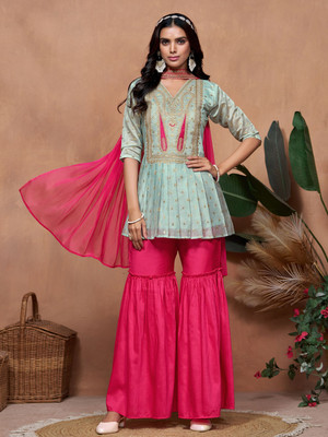 Sangria Women Kurta Sharara Dupatta Set