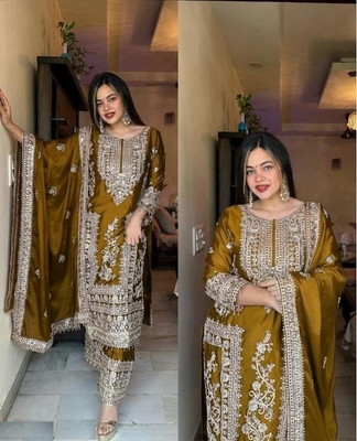PILUDI Women Kurti Palazzo Attached Dupatta Set