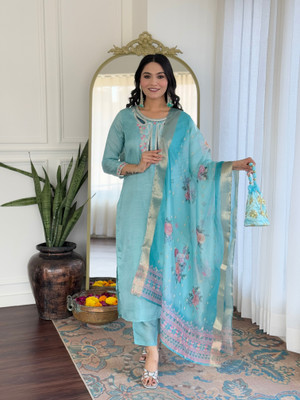 KHODAL ENTERPRISE Embroidered Kurta, Trouser/Pant & Dupatta Set