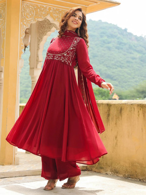 Janasya Women Kurta Palazzo Dupatta Set