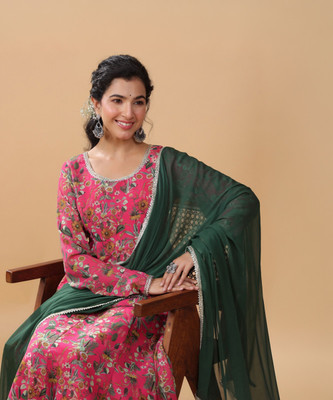 Janasya Women Kurta Palazzo Dupatta Set