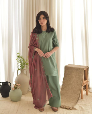 Hamofy Women Ethnic Top Palazzo Dupatta Set