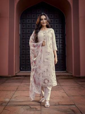 Tasrika Embroidered Kurta, Trouser/Pant & Dupatta Set