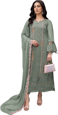 Fijyfab Georgette Embroidered Salwar Suit Material