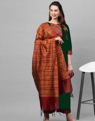 CreationRajvi Self Design, Striped Kurta, Palazzo & Dupatta Set