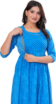 gottam Women Maternity/Nursing Nighty(Blue)