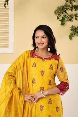 SUAAC Women Kurta Pant Dupatta Set