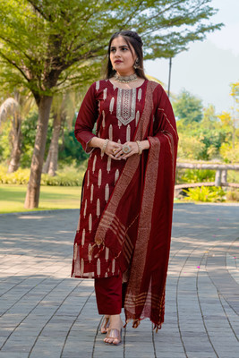 DISHWA Women Kurta Pant Dupatta Set