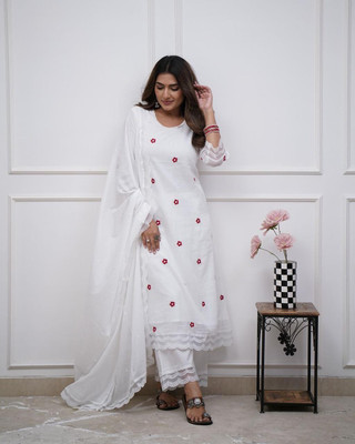 womenkurta Embroidered Kurta, Palazzo & Dupatta Set