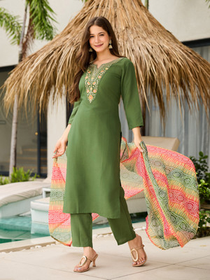 DM MART Embroidered Kurta, Trouser/Pant & Dupatta Set