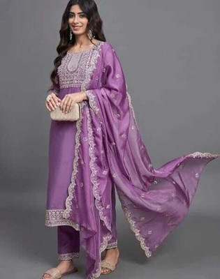 FusionCulture Embroidered Kurta, Trouser/Pant & Dupatta Set