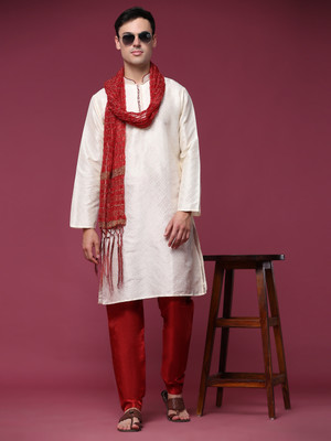 SKAVIJ Men Kurta Dupatta Set