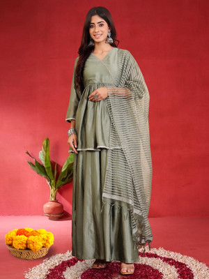 Varanga Women Kurta Sharara Dupatta Set