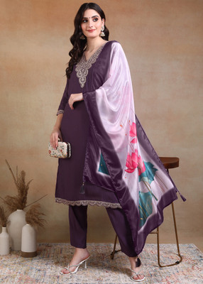 Hiva Trendz Embroidered Kurta, Trouser/Pant & Dupatta Set