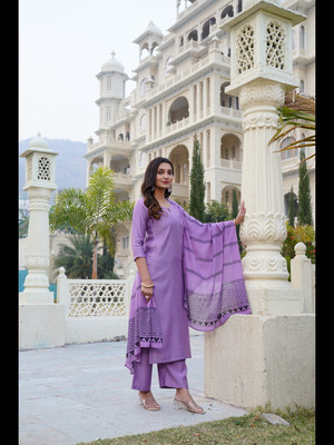 Tasrika Solid Kurta, Trouser/Pant & Dupatta Set