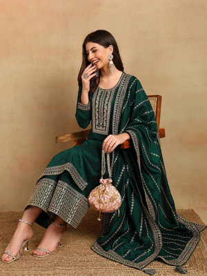 AHIKA Women Kurta Palazzo Dupatta Set